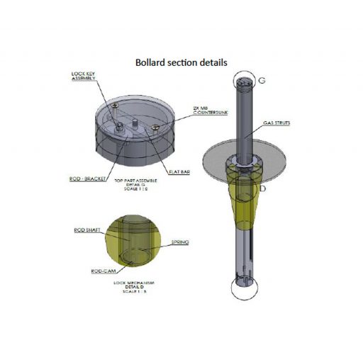 Energy Absorbing Bollard - High Security Gas Strut