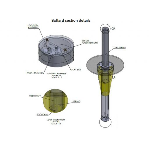 Energy Absorbing Retractable Bollards |  Retractable Gas Strut