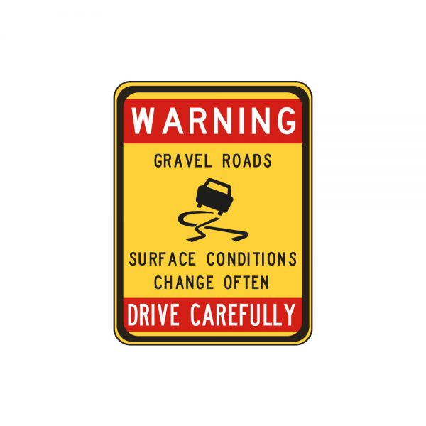 Gravel Road Ahead Warning Sign